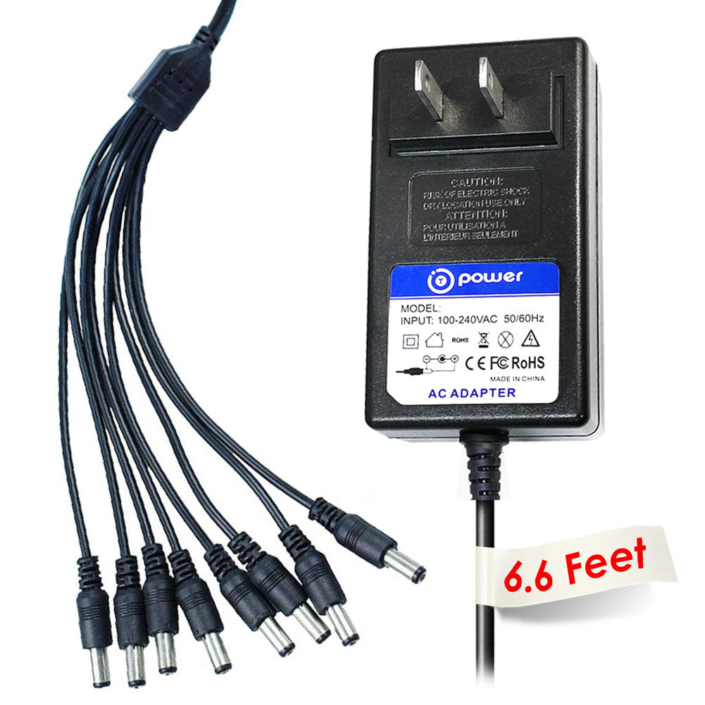 12V 6.6ft AC Adapter for DC Iseeusee Kguard Night Owl Q-see Swann Zmodo
